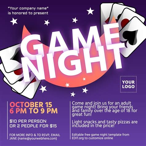 online game night flyer maker - game night flyer template